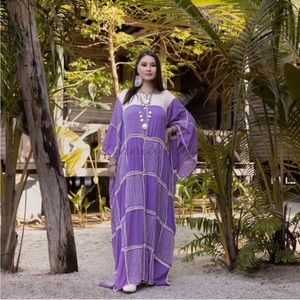 Zora Hand Crochet Stitch Maxi Dress Kaftan Caftan One Plus Size Resort Vacation